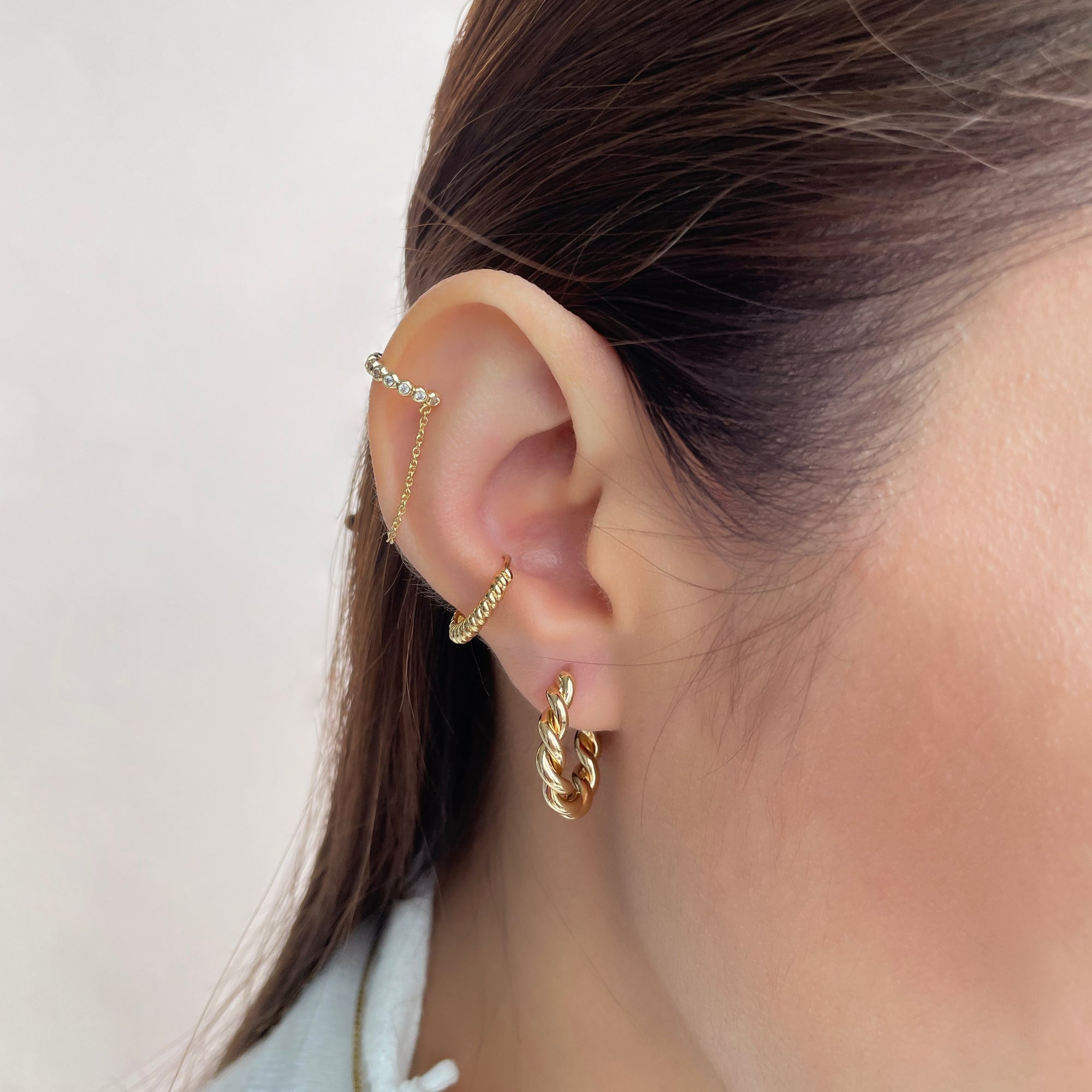 Wanderlust Co Chunky croissant gold 15mm hoop earrings