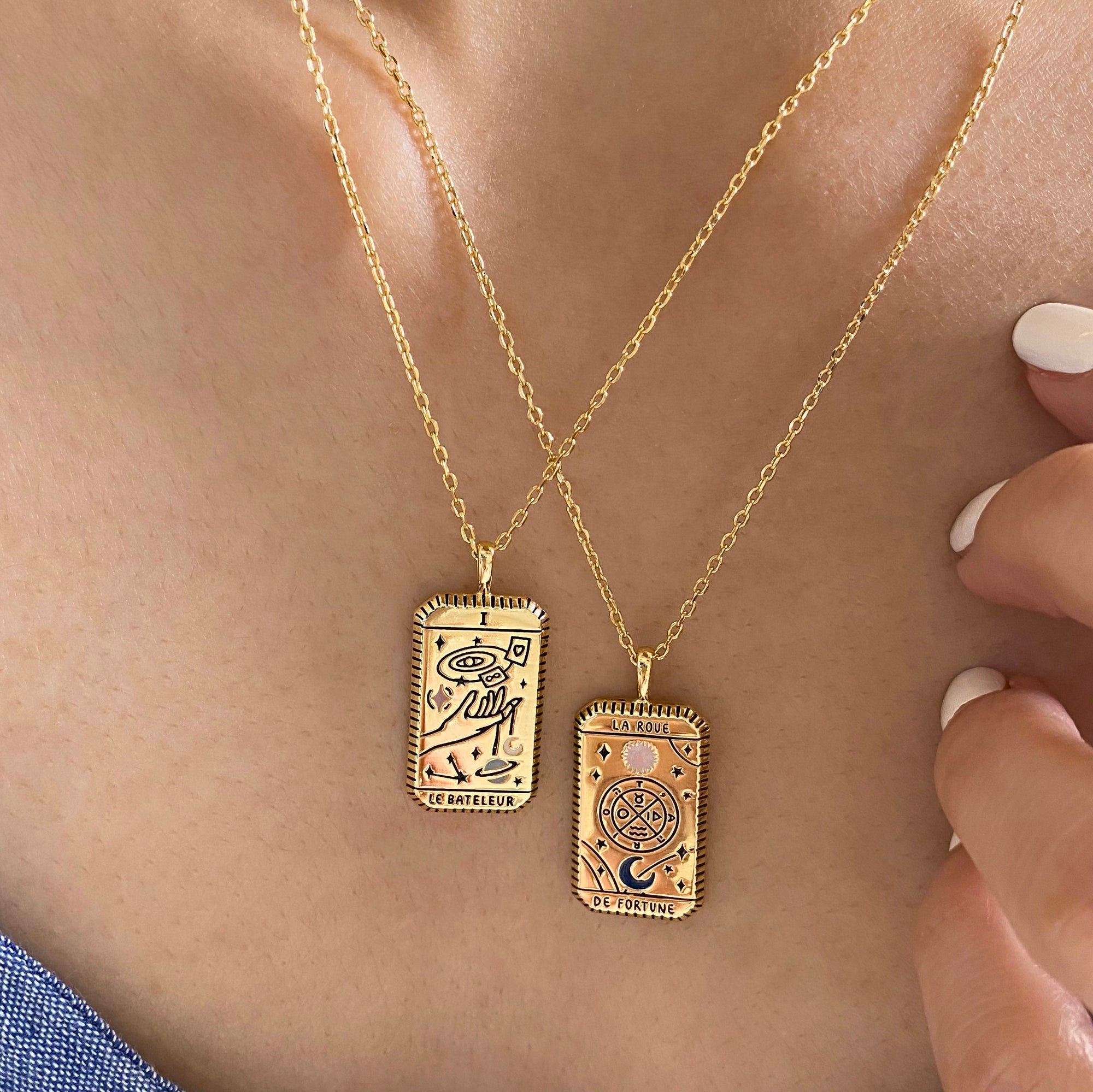 Wanderlust Co Le Bateleur Gold Tarot Necklace Life of Rielly